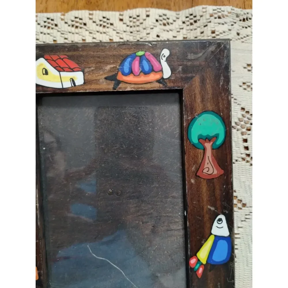 La Palma Folk Art Wood Picture Frame 4x6 Painted El Salvador